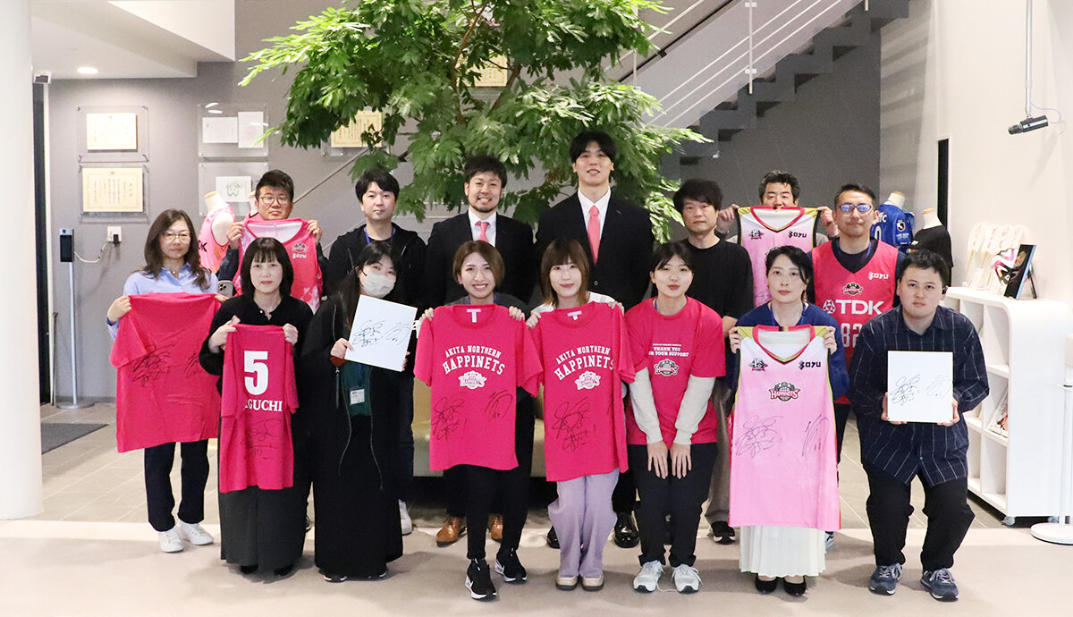秋田ノーザンハピネッツ水野勇気社長、#5 田口成浩選手、#6 赤穂雷太選手が来社されました！